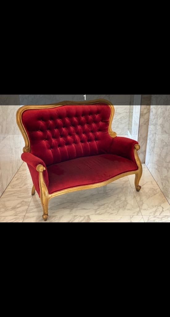 Canapé Baroque 2 Places Rouge/Or