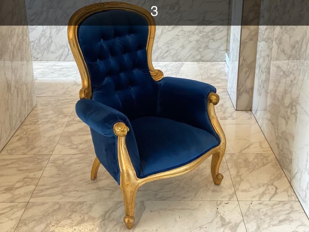 Fauteuil Baroque Bleu/Or