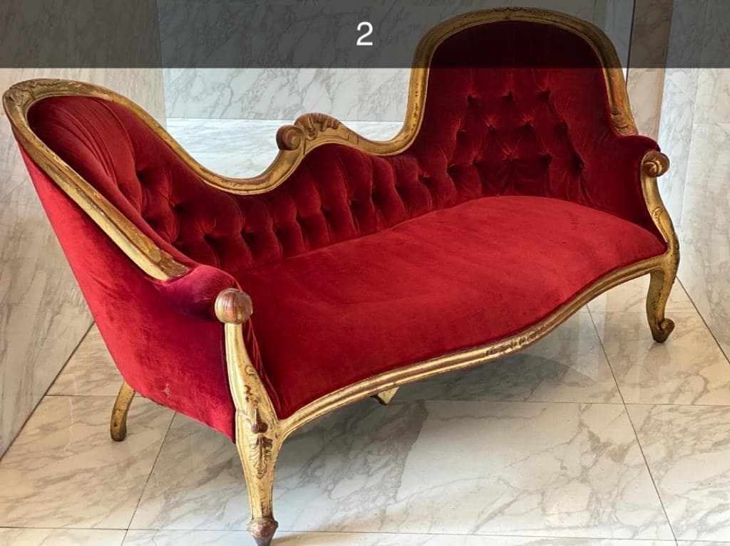 Méridienne Baroque Rouge/Or